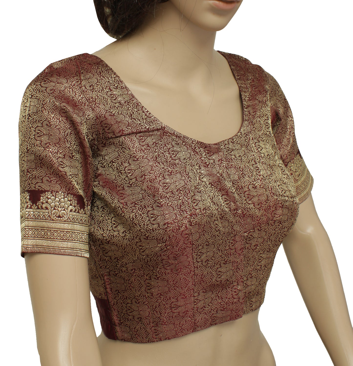 Sushila Vintage 28" Stitched Sari Blouse Pure Silk Woven Designer Choli