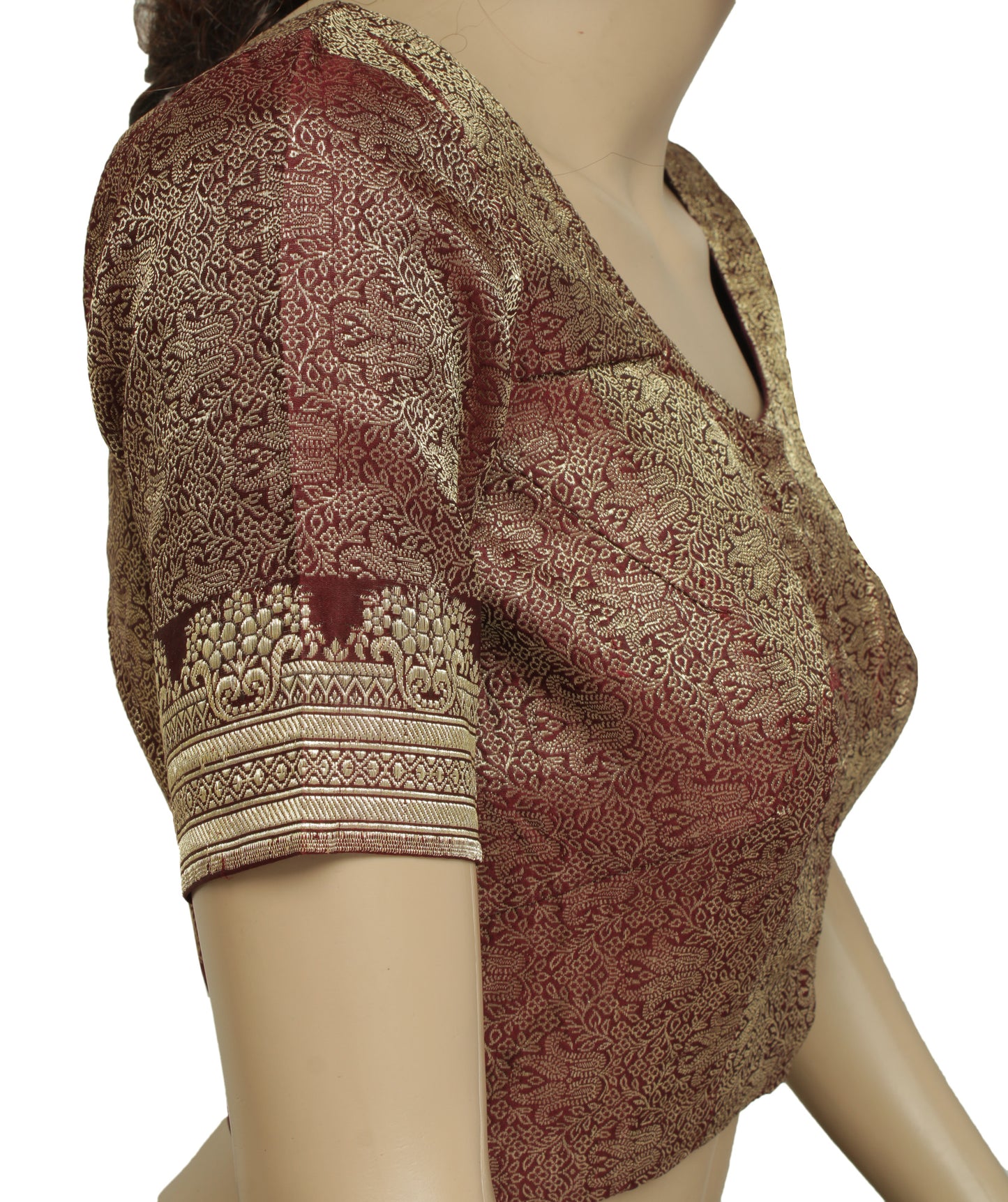 Sushila Vintage 28" Stitched Sari Blouse Pure Silk Woven Designer Choli