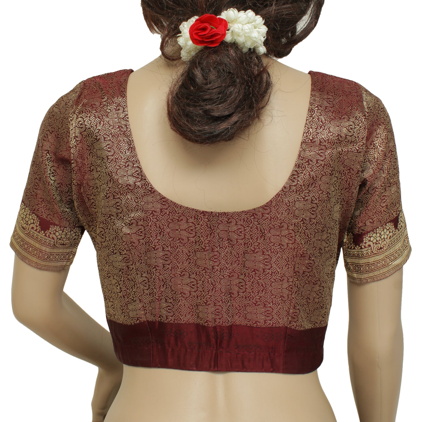Sushila Vintage 28" Stitched Sari Blouse Pure Silk Woven Designer Choli