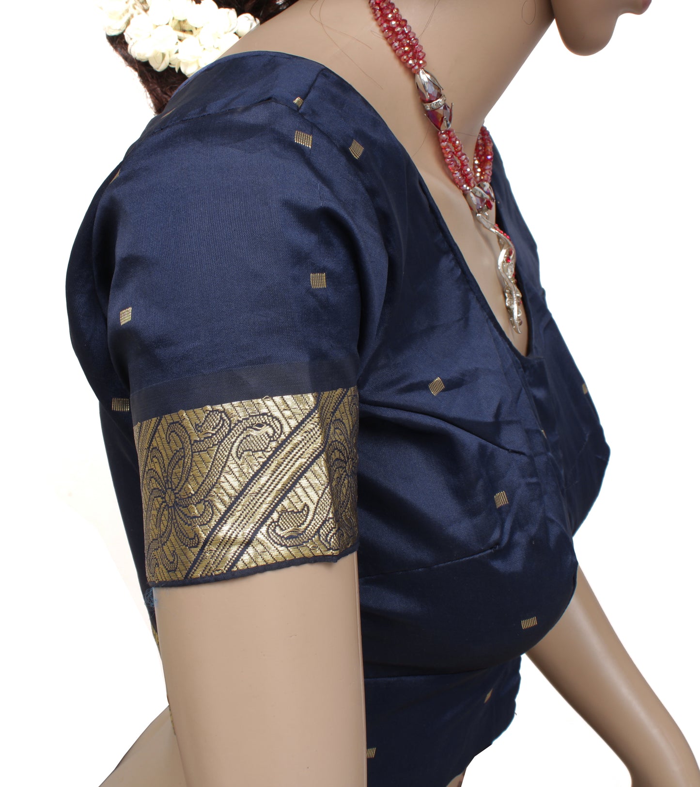 Sushila Vintage 32" Stitched Sari Blouse Blend Silk Woven Designer Choli