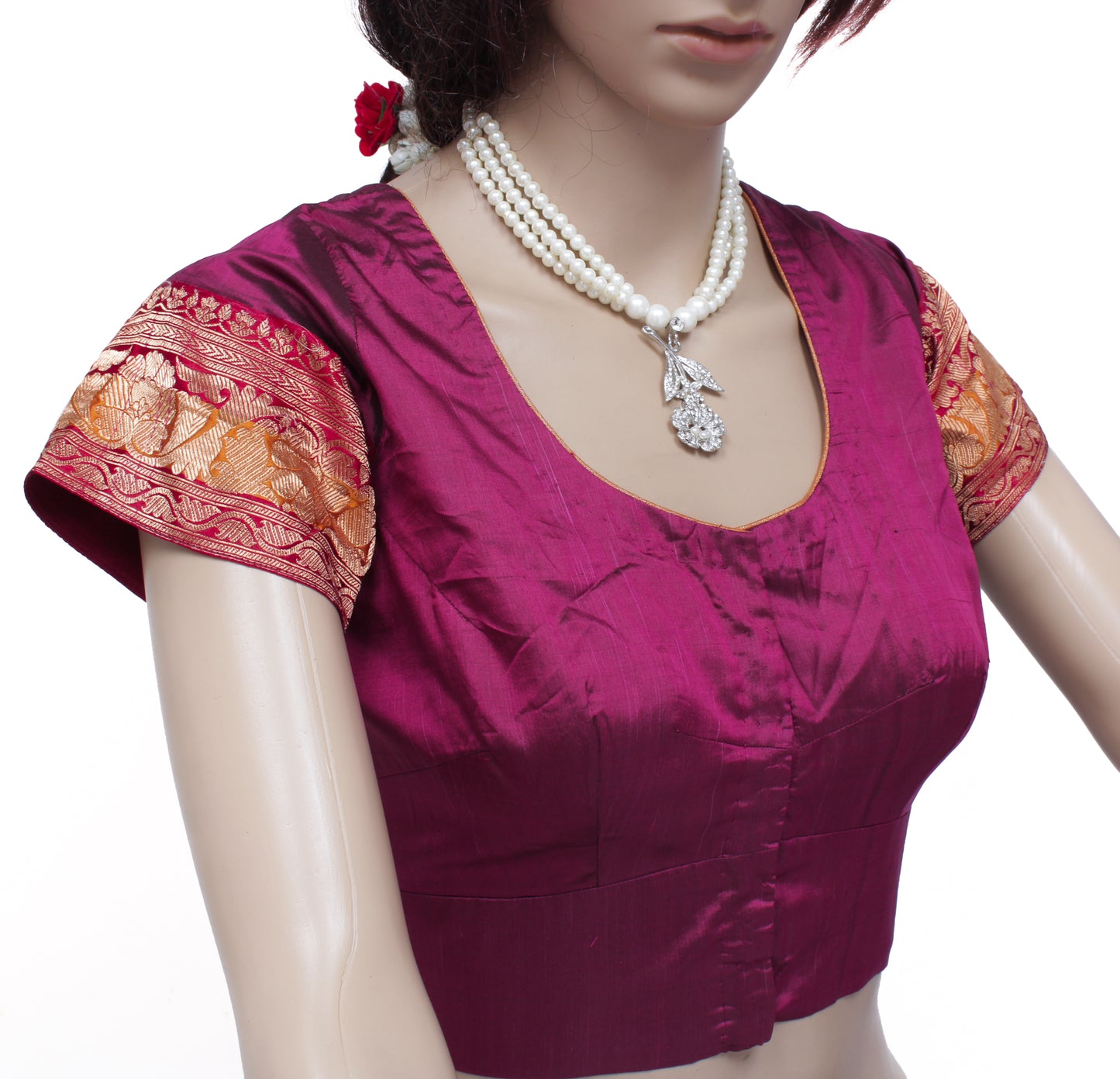 Sushila Vintage Purple 38" Stitched Sari Blouse Pure Silk Designer Choli