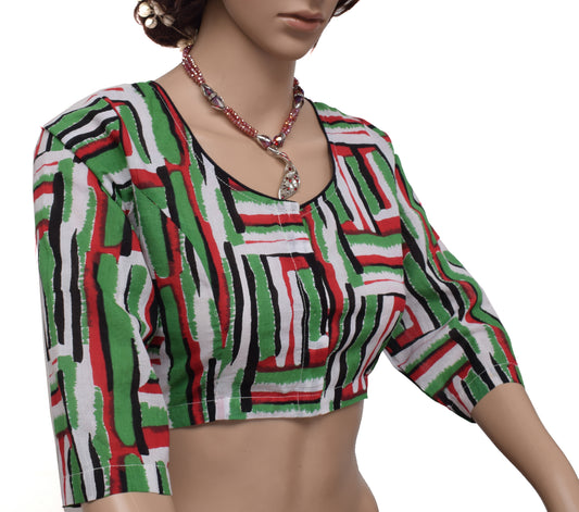 Sushila New Top Readymade Stitched Sari Blouse 100% Pure Cotton Printed Choli