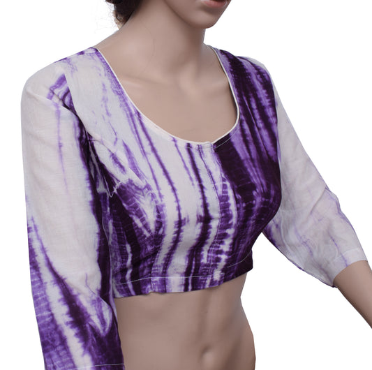 Sushila New Top Readymade Stitched Sari Blouse 40" Pure Cotton Printed Choli