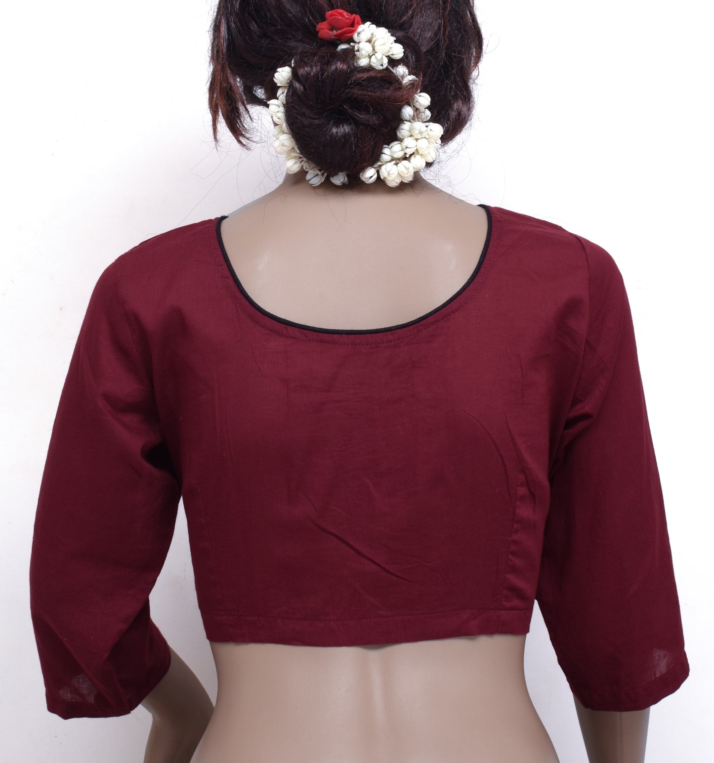 Sushila New Top Readymade 40" Sari Blouse Maroon Pure Cotton Printed Choli