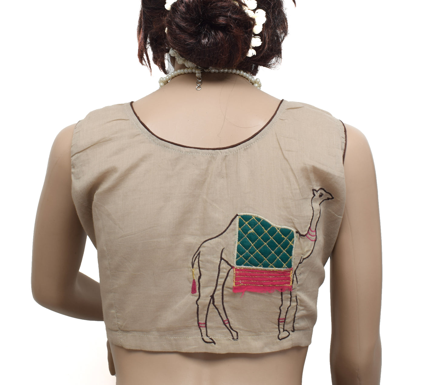Sushila New Top Readymade Stitched Sari Blouse 38" Pure Cotton Embroidery Choli