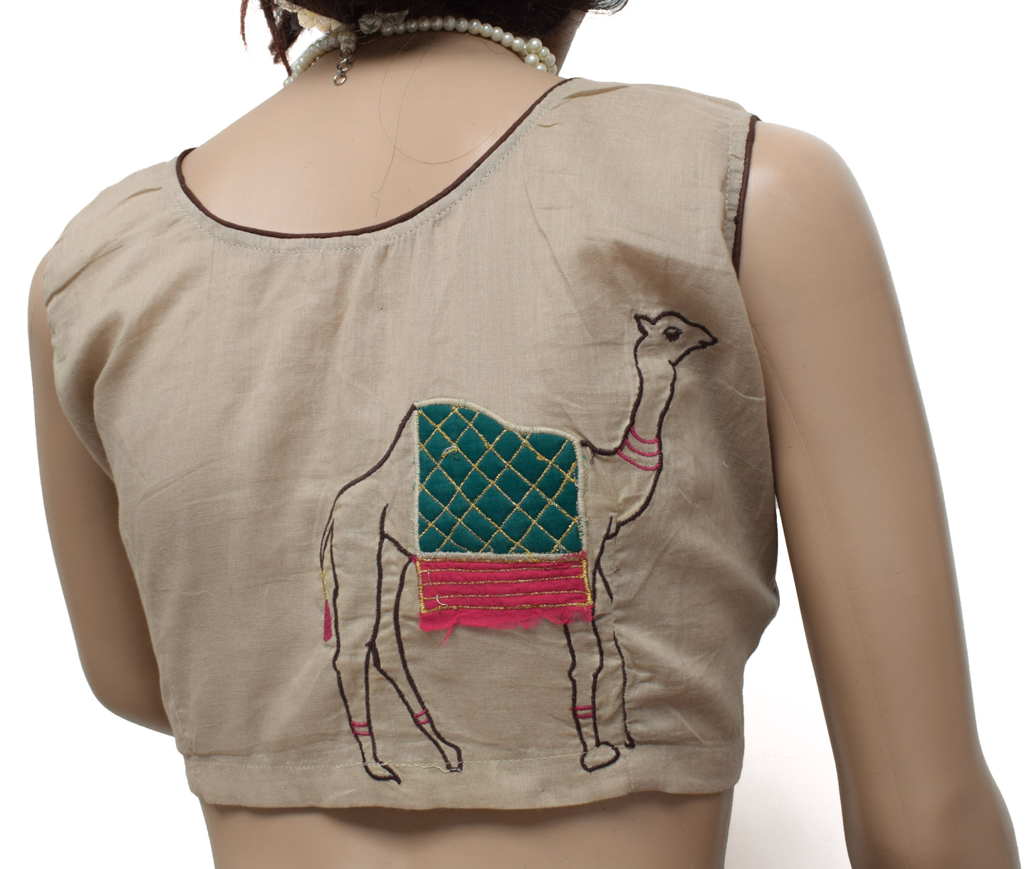 Sushila New Top Readymade Stitched Sari Blouse 38" Pure Cotton Embroidery Choli