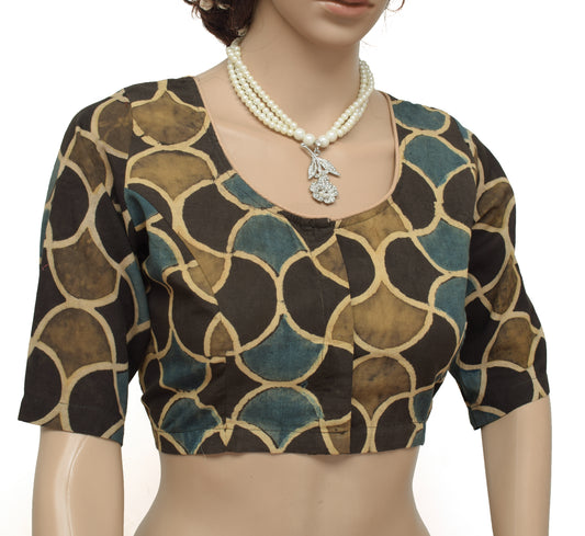 Sushila New Top Readymade Stitched Sari Blouse 38" Pure Cotton Printed Choli