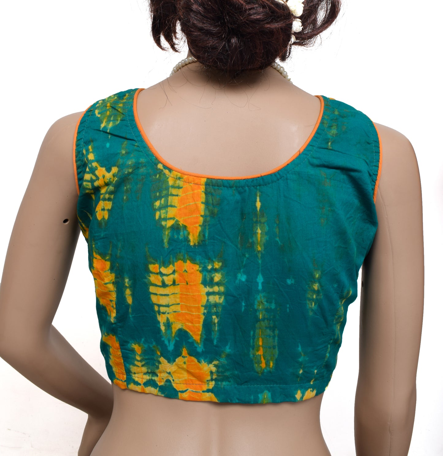 Sushila Vintage Indian Readymade 38" Sari Blouse Pure Cotton Printed Choli