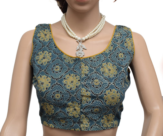 Sushila New Top Readymade Stitched Sari Blouse 38" Pure Cotton Printed Choli