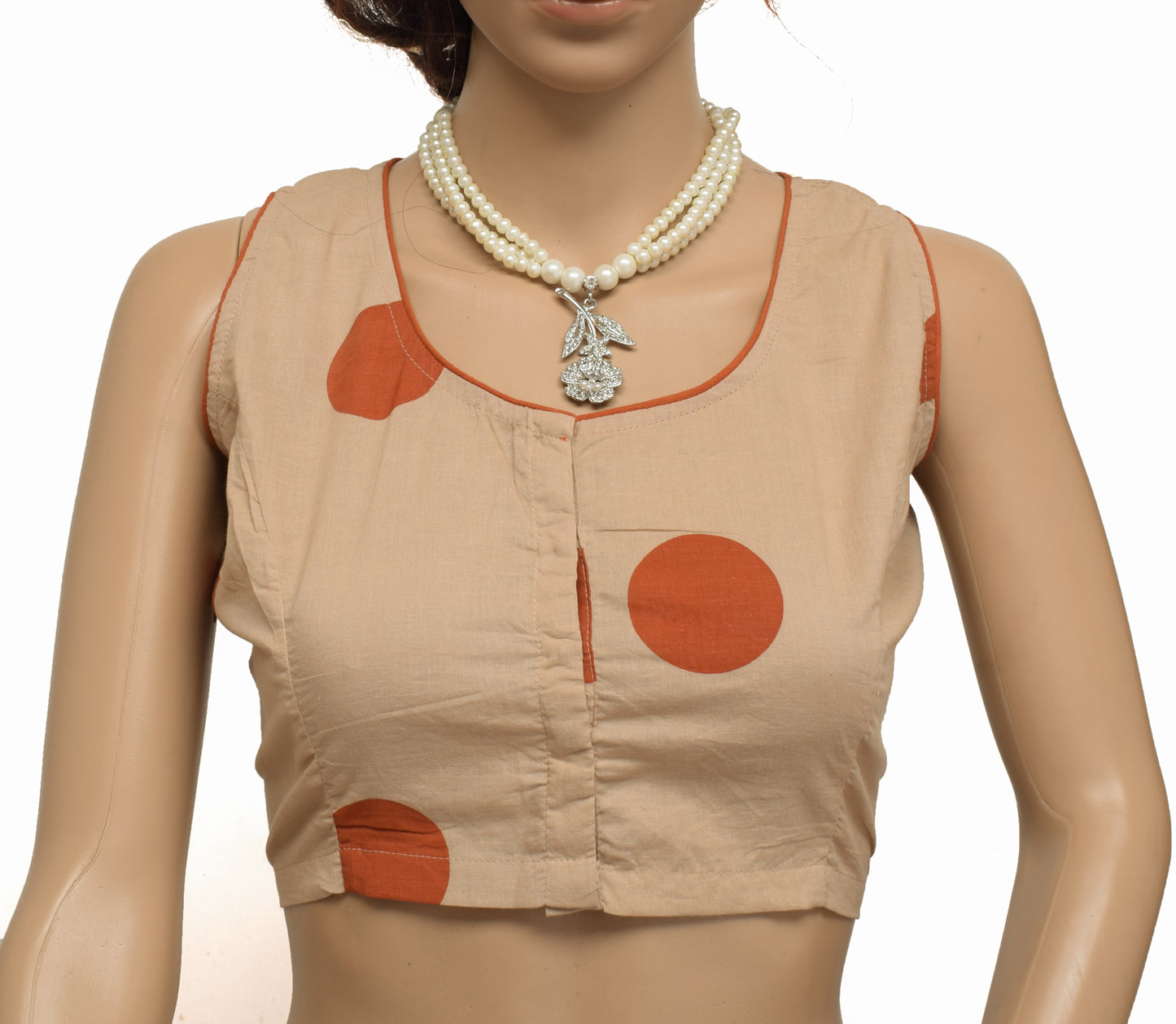 Sushila New Top Readymade 38" Brown Sari Blouse Cotton Printed Blouse Choli