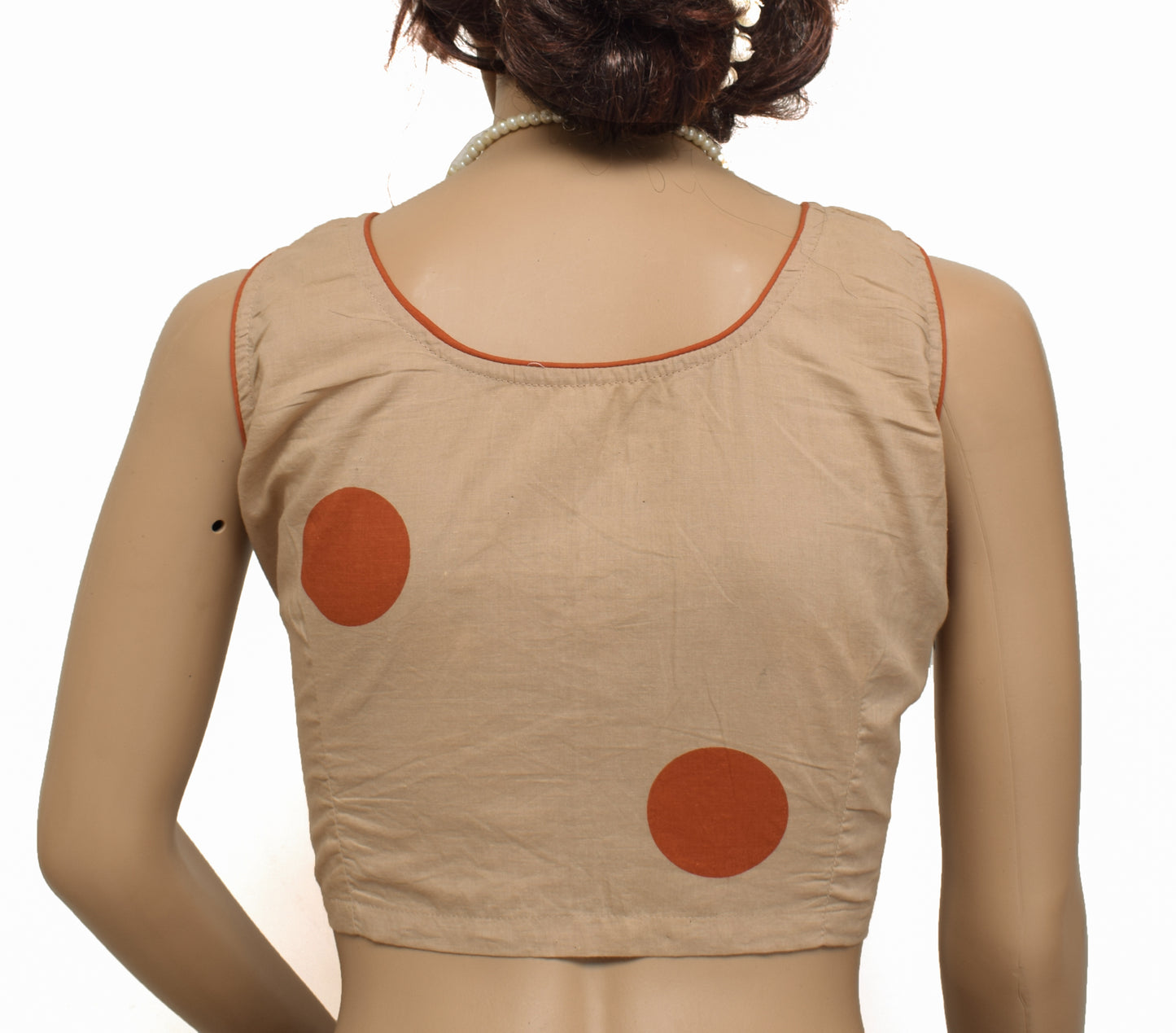 Sushila New Top Readymade 38" Brown Sari Blouse Cotton Printed Blouse Choli