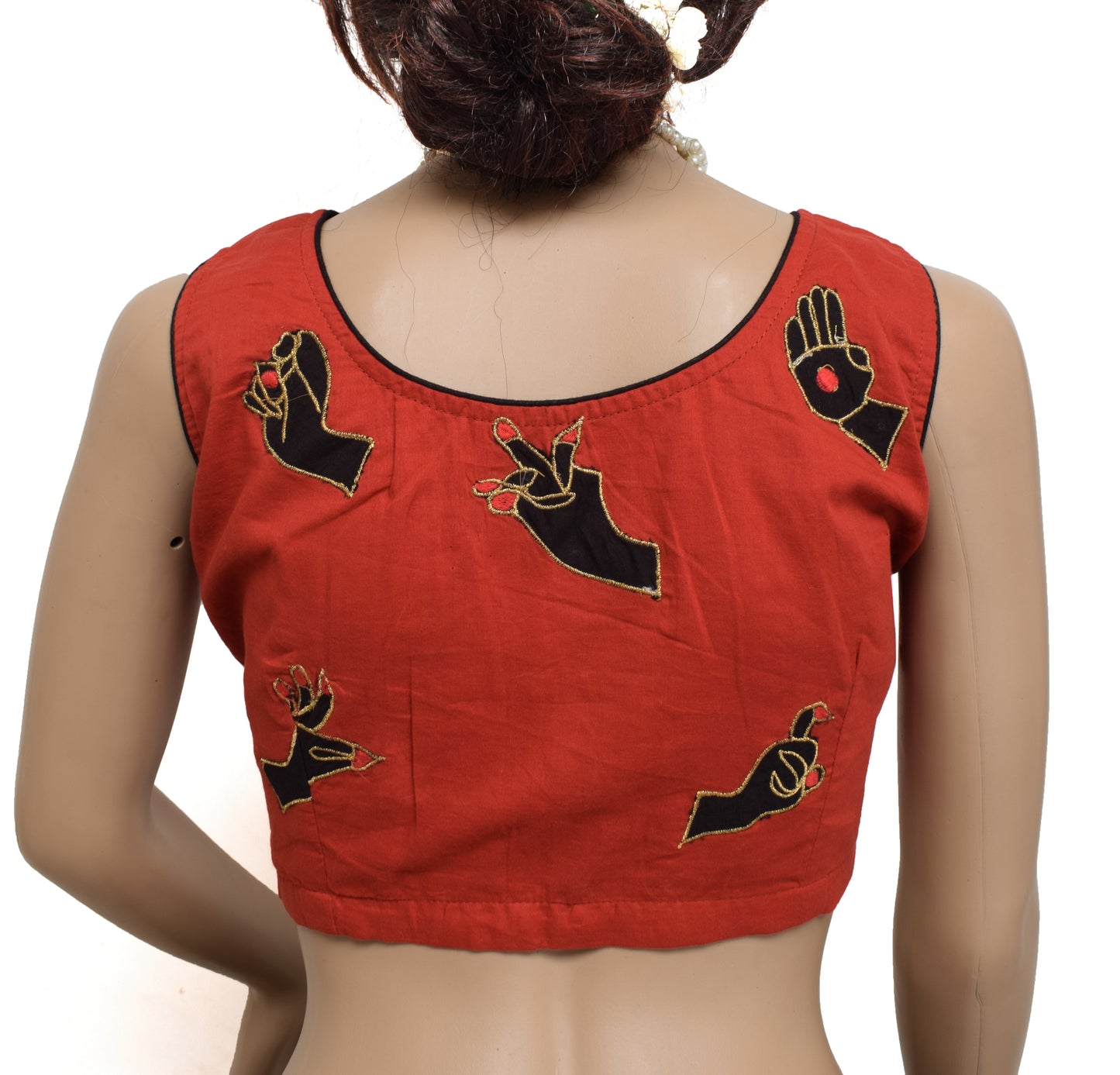 Sushila Vintage New 38"  Stitched Sari Blouse Pure Cotton Embroidered Choli