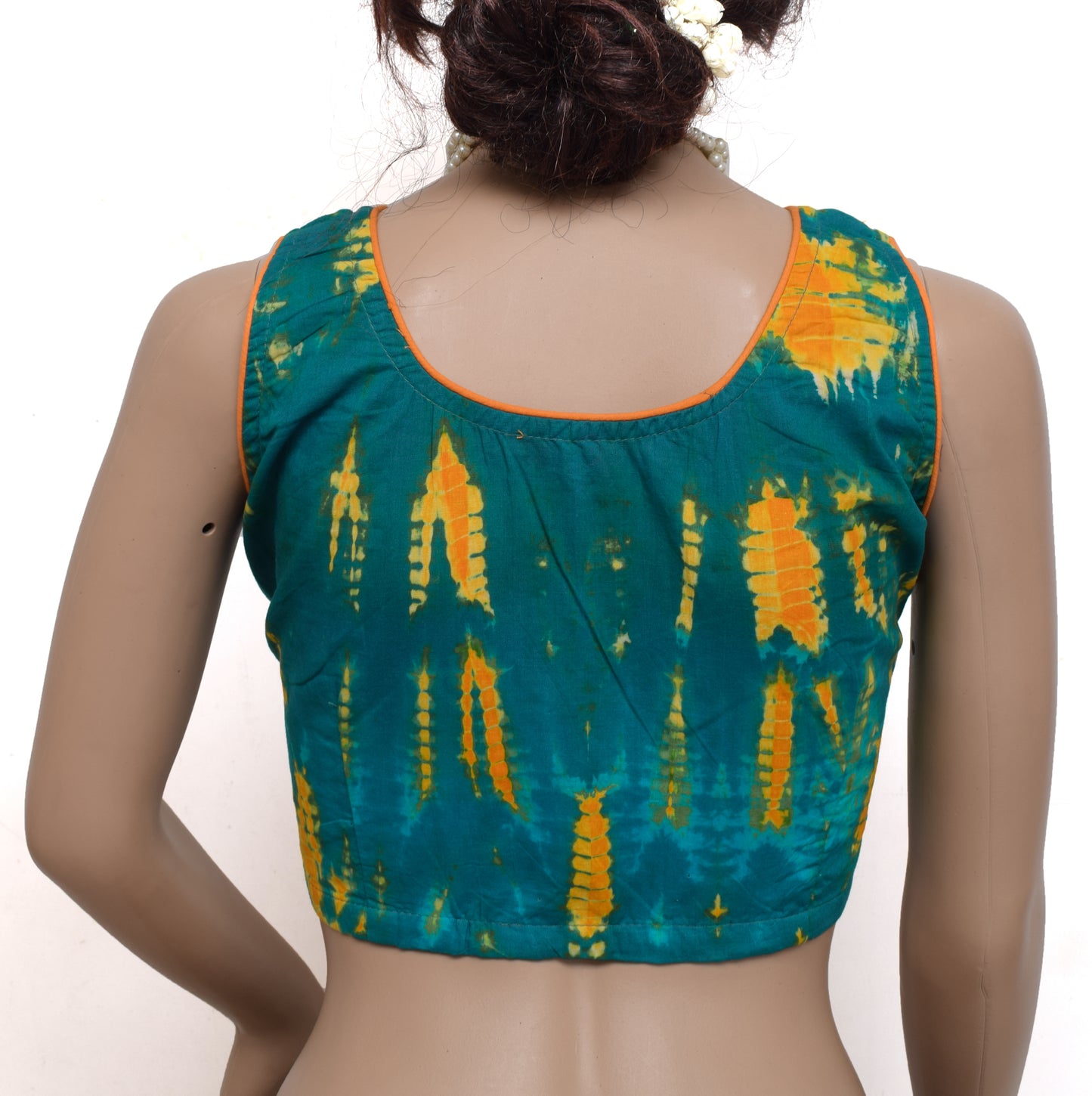 Sushila New Top Readymade 36" Sari Blouse Green Cotton Printed Blouse Top
