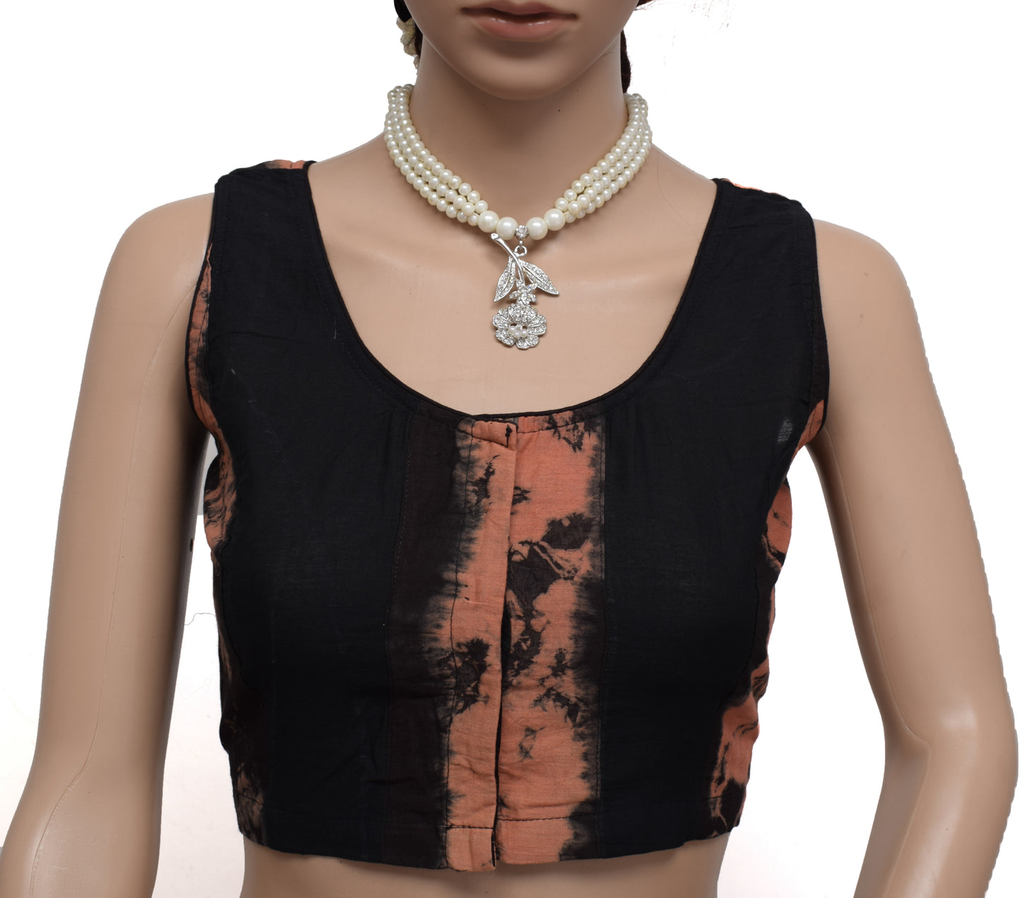 Sushila New Top Readymade 36" Sari Blouse Black Cotton Printed Blouse Top