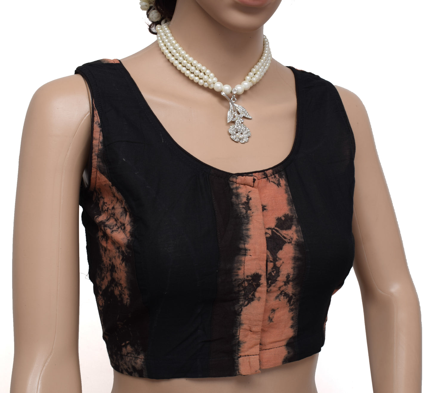 Sushila New Top Readymade 36" Sari Blouse Black Cotton Printed Blouse Top