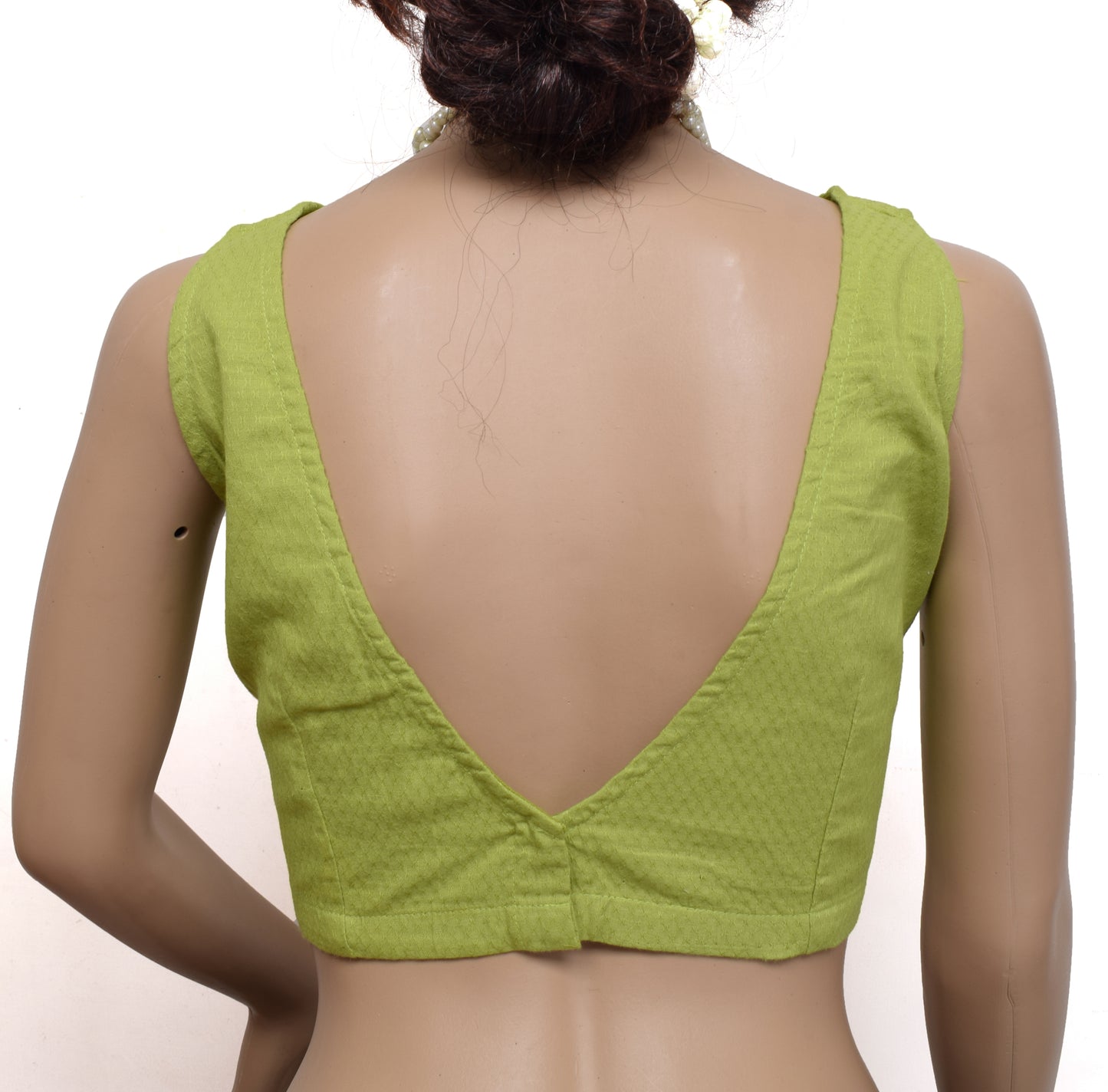 Sushila New Top Readymade 38" Sari Blouse Green Cotton Woven Blouse Choli