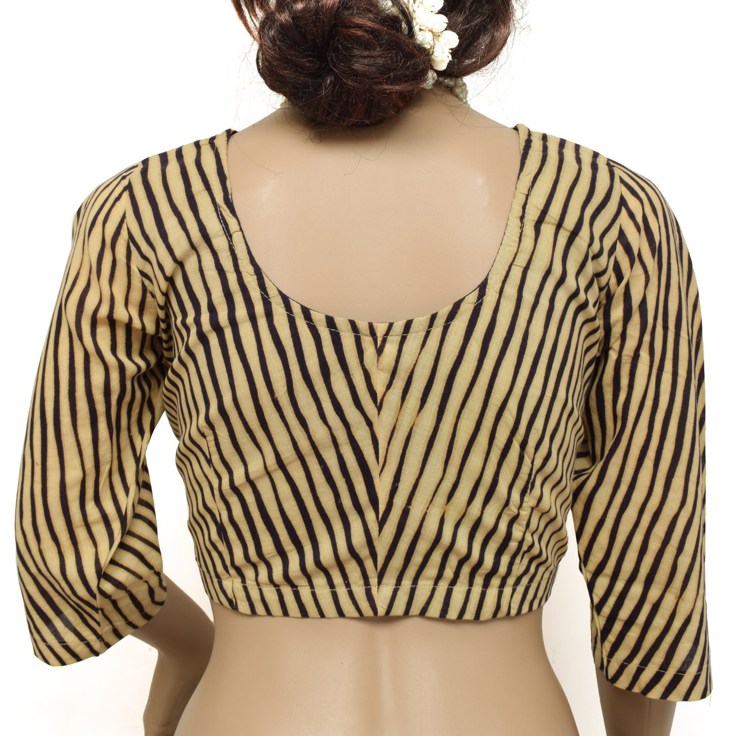 Sushila New Top Readymade 38" Sari Blouse Pure Cotton Printed Cream Choli