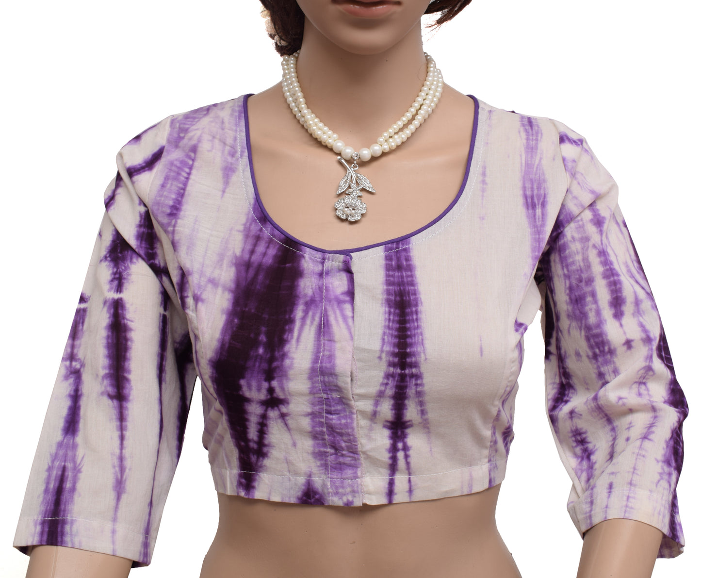 Sushila New Top 40" Stitched Tie-Dye Sari Blouse Pure Cotton Printed Choli