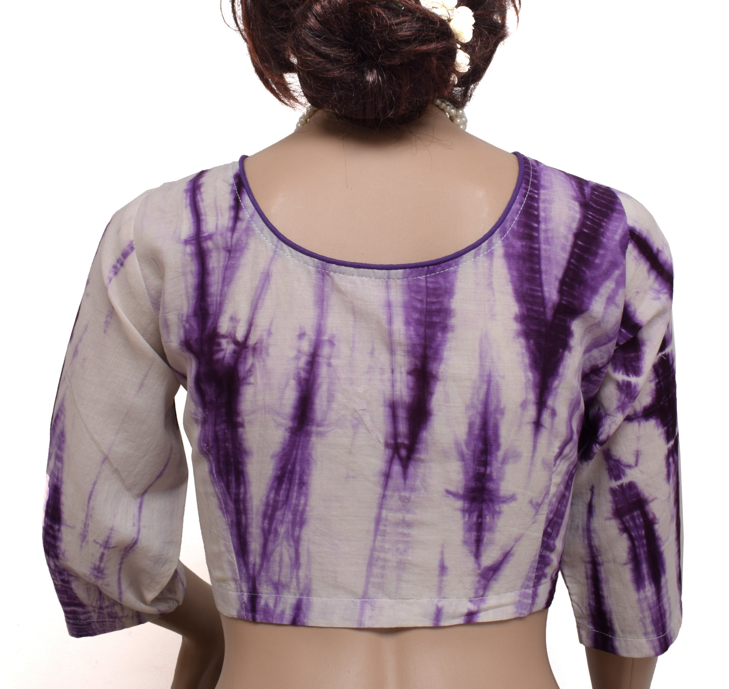 Sushila New Top 40" Stitched Tie-Dye Sari Blouse Pure Cotton Printed Choli