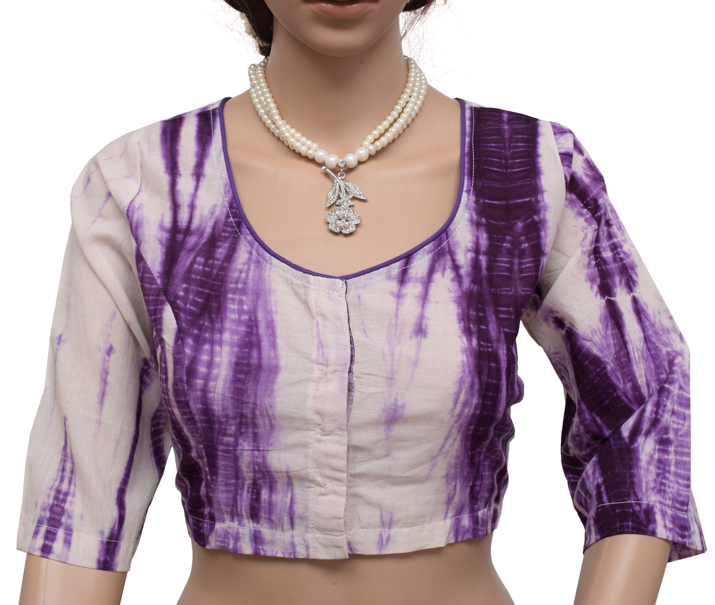 Sushila New Top Readymade 38" Sari Blouse Pure Cotton Printed Tie-Dye Choli