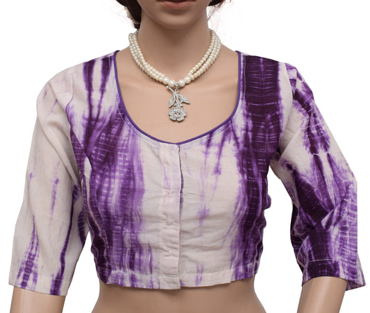 Sushila New Top Readymade 38" Sari Blouse Pure Cotton Printed Tie-Dye Choli