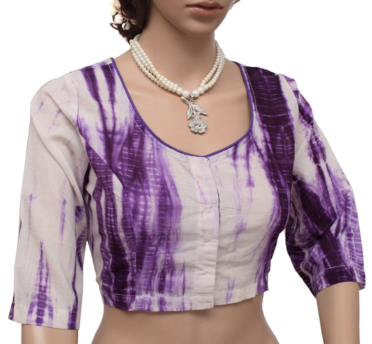 Sushila New Top Readymade 38" Sari Blouse Pure Cotton Printed Tie-Dye Choli
