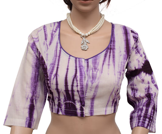Sushila New Top Tie-Dye Readymade 40" Sari Blouse Pure Cotton Printed Choli