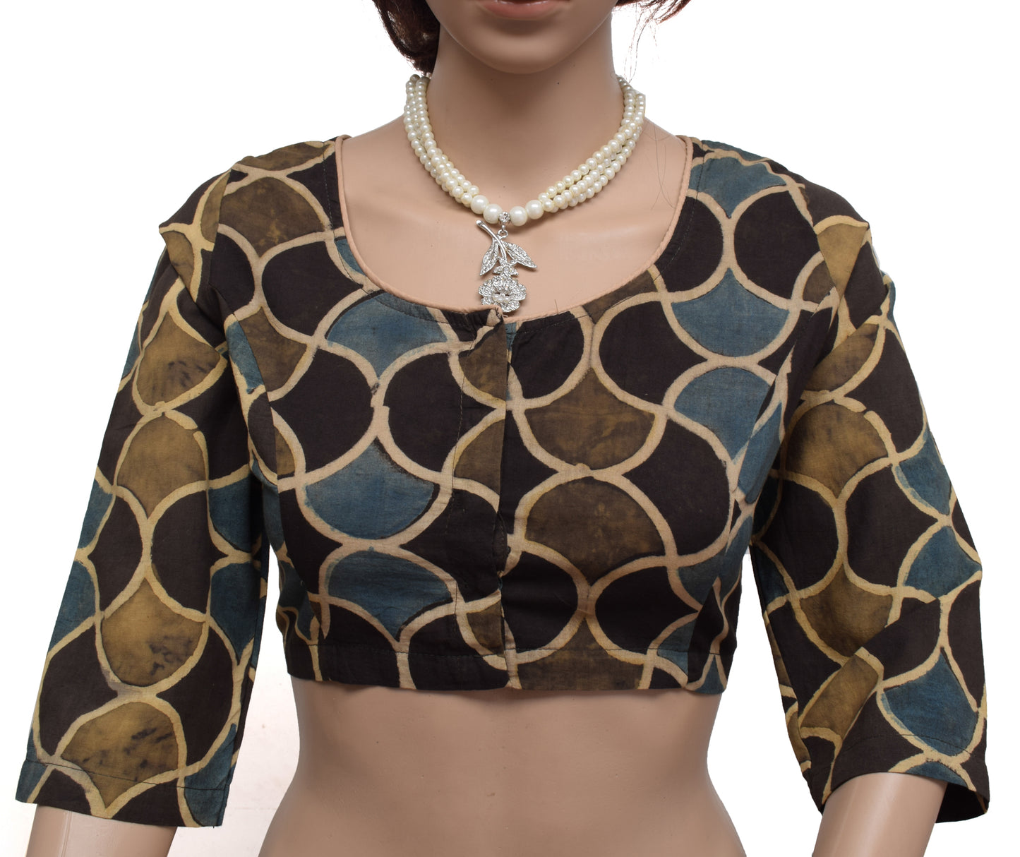 Sushila New Top Readymade 38" Sari Blouse Cotton Printed Multi-Color Choli
