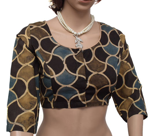 Sushila New Top Readymade Stitched Sari Blouse Cotton Printed Multi-Color Choli