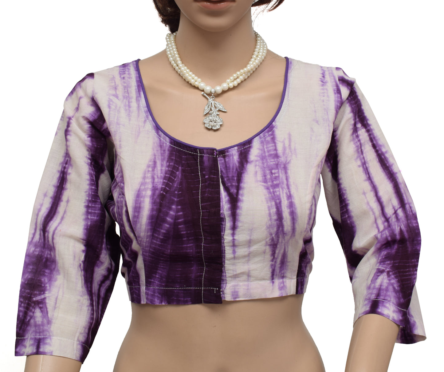 Sushila New Top Readymade 42" Sari Tie-Dye Blouse Pure Cotton Printed Choli
