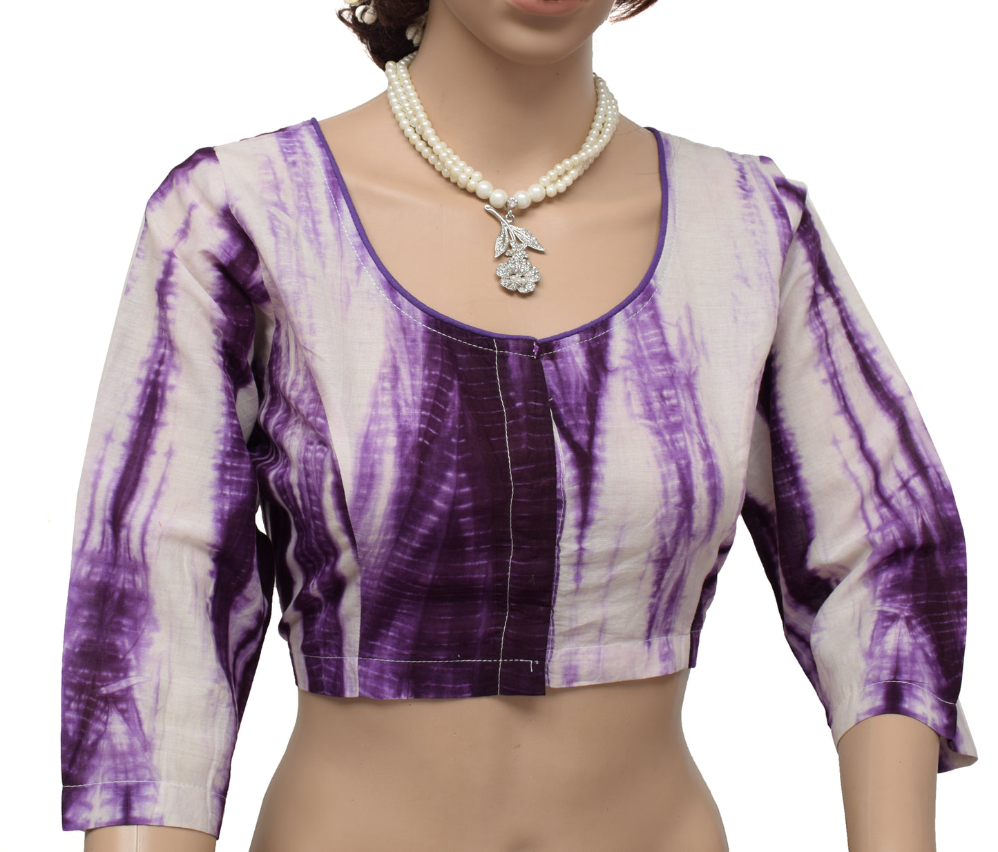 Sushila New Top Readymade 42" Sari Tie-Dye Blouse Pure Cotton Printed Choli