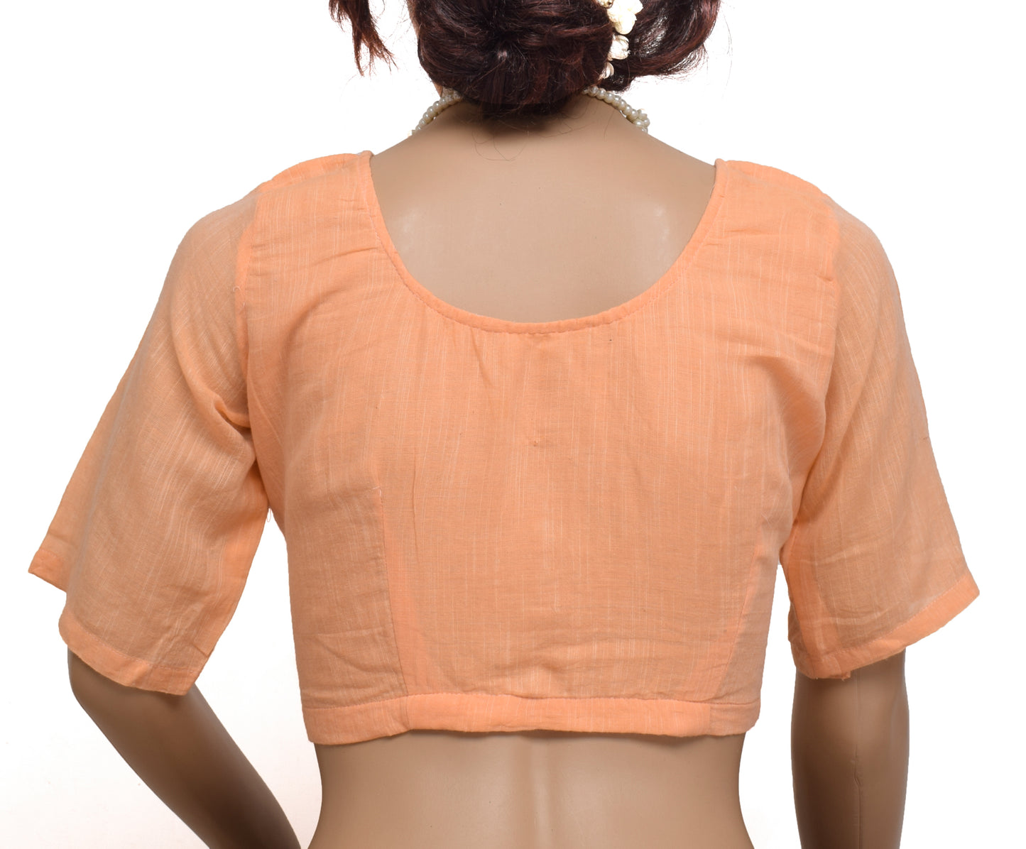 Sushila Vintage New 36" Stitched Sari Blouse Cotton Printed Peach Choli