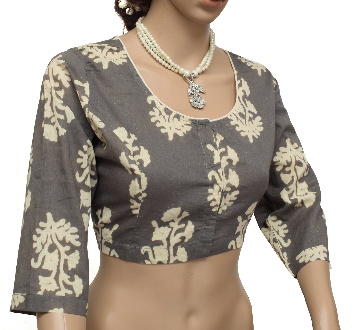 Sushila New Top Readymade Stitched Sari Blouse 42" Pure Cotton Printed Choli