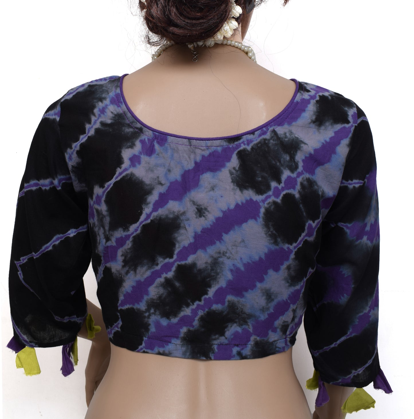 Sushila Vintage New Readymade Tie-Dye Sari Blouse Cotton Printed 38" Choli