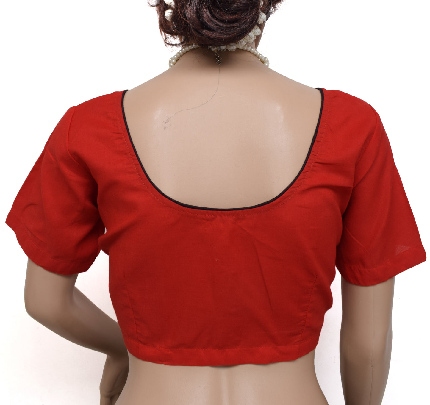 Sushila Vintage New 36" Sari Blouse Readymade Cotton Printed Red Choli