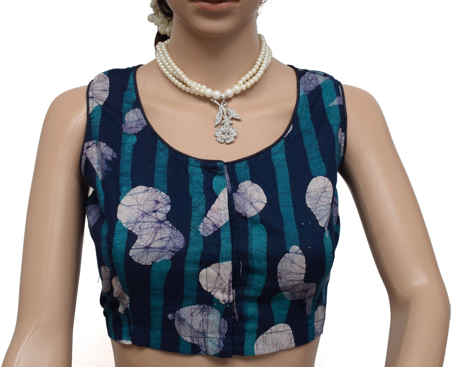 Sushila Vintage New 38" Stitched Sari Blouse Readymade Pure Cotton Batik Printed Choli