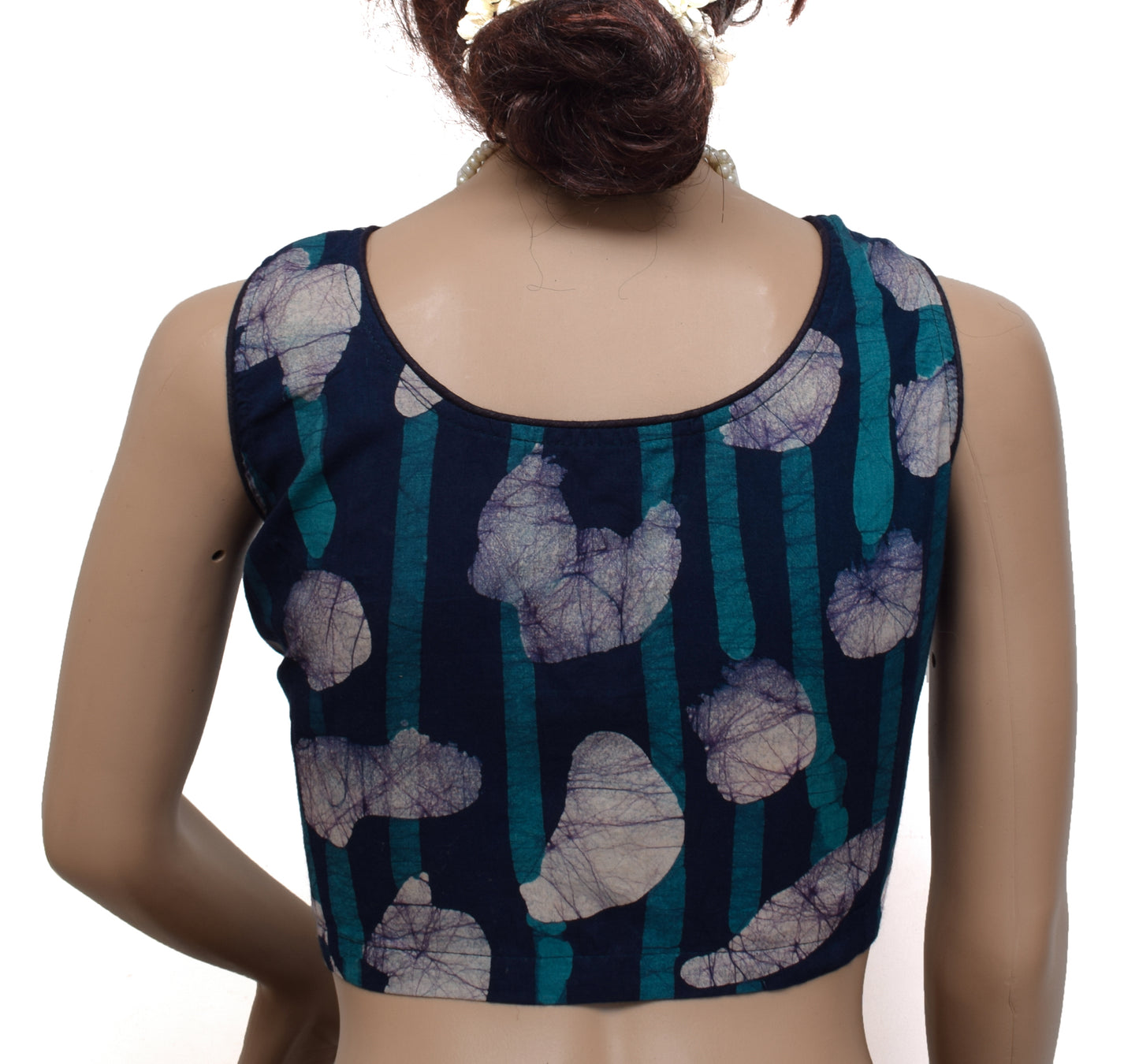 Sushila Vintage New 38" Stitched Sari Blouse Readymade Pure Cotton Batik Printed Choli