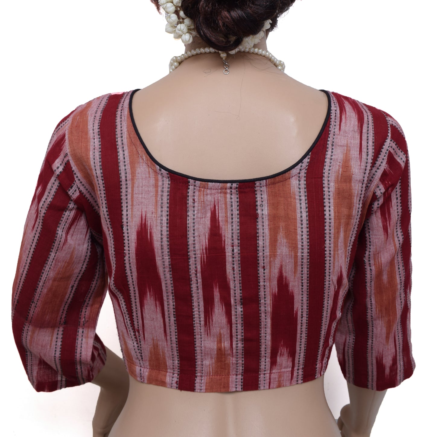 Sushila Vintage New Maroon 38" Stitched Sari Blouse Cotton Woven Choli
