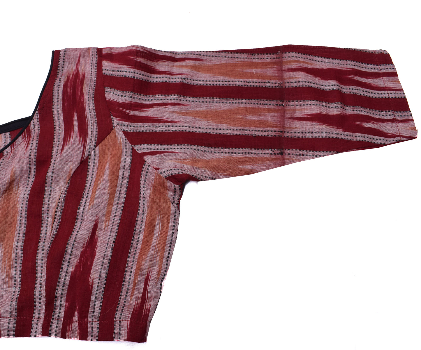 Sushila Vintage New Maroon 38" Stitched Sari Blouse Cotton Woven Choli