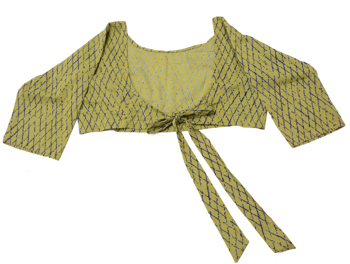 Sushila Vintage New Readymade 44" Sari Blouse Cotton Printed Green Choli