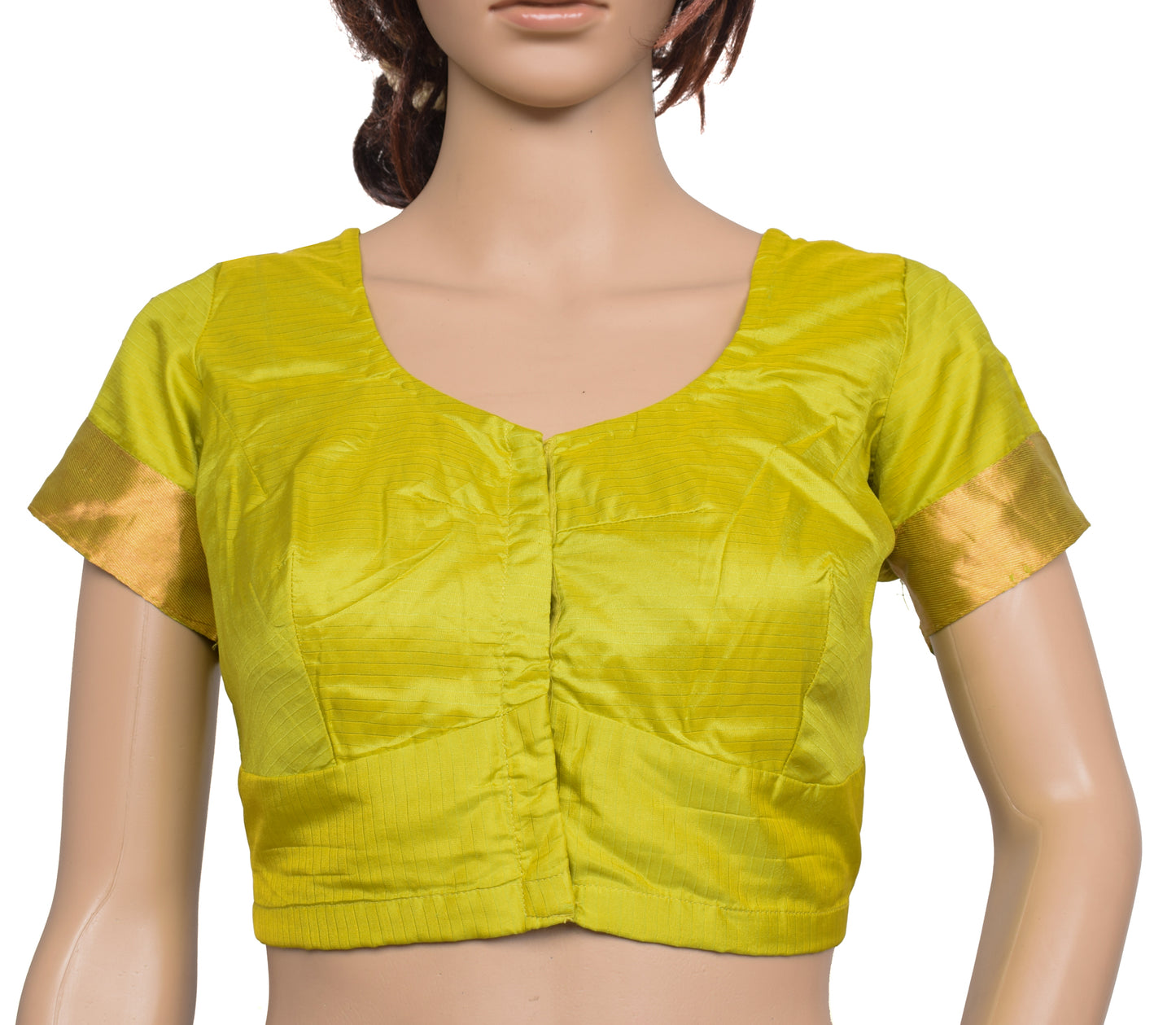 Sushila Vintage Readymade Stitched Green Sari Blouse 36" Pure Silk Woven Choli