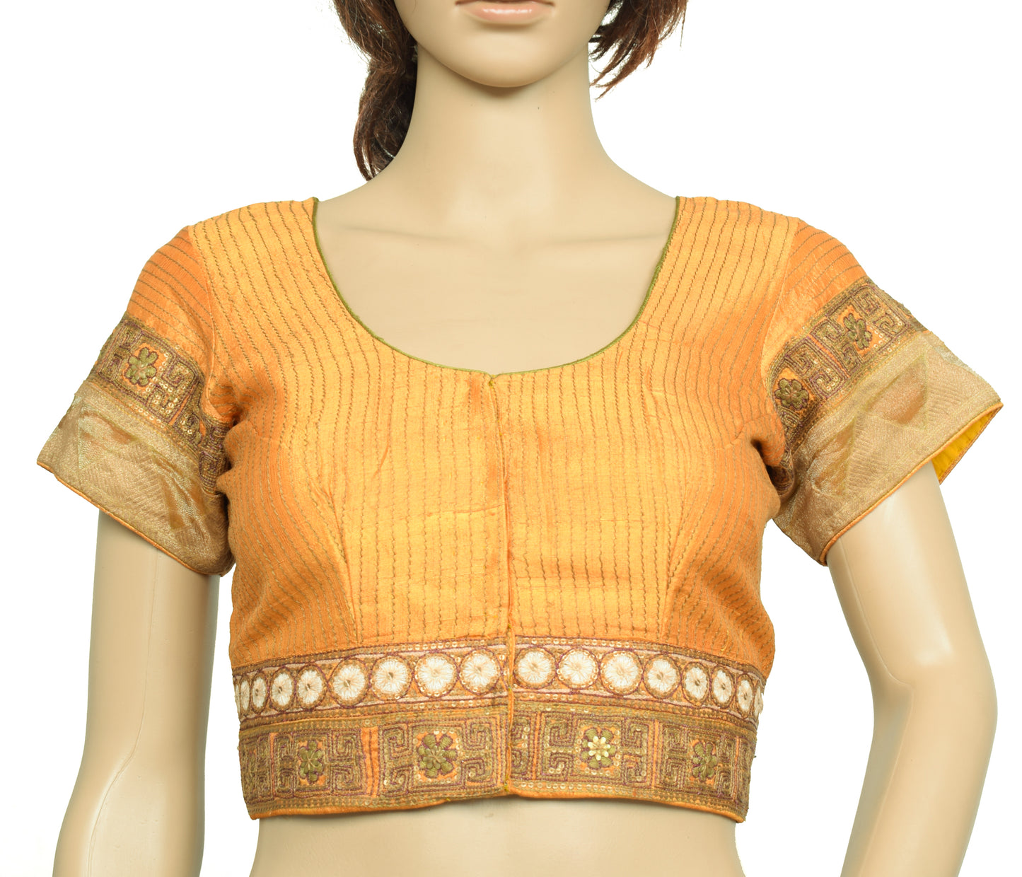 Sushila Vintage Readymade Stitched Blouse 34" Pure Silk Embroidered Designer Top