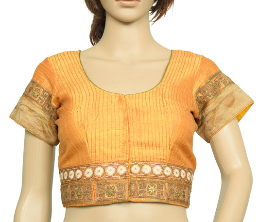 Sushila Vintage Readymade Stitched Blouse 34" Pure Silk Embroidered Designer Top