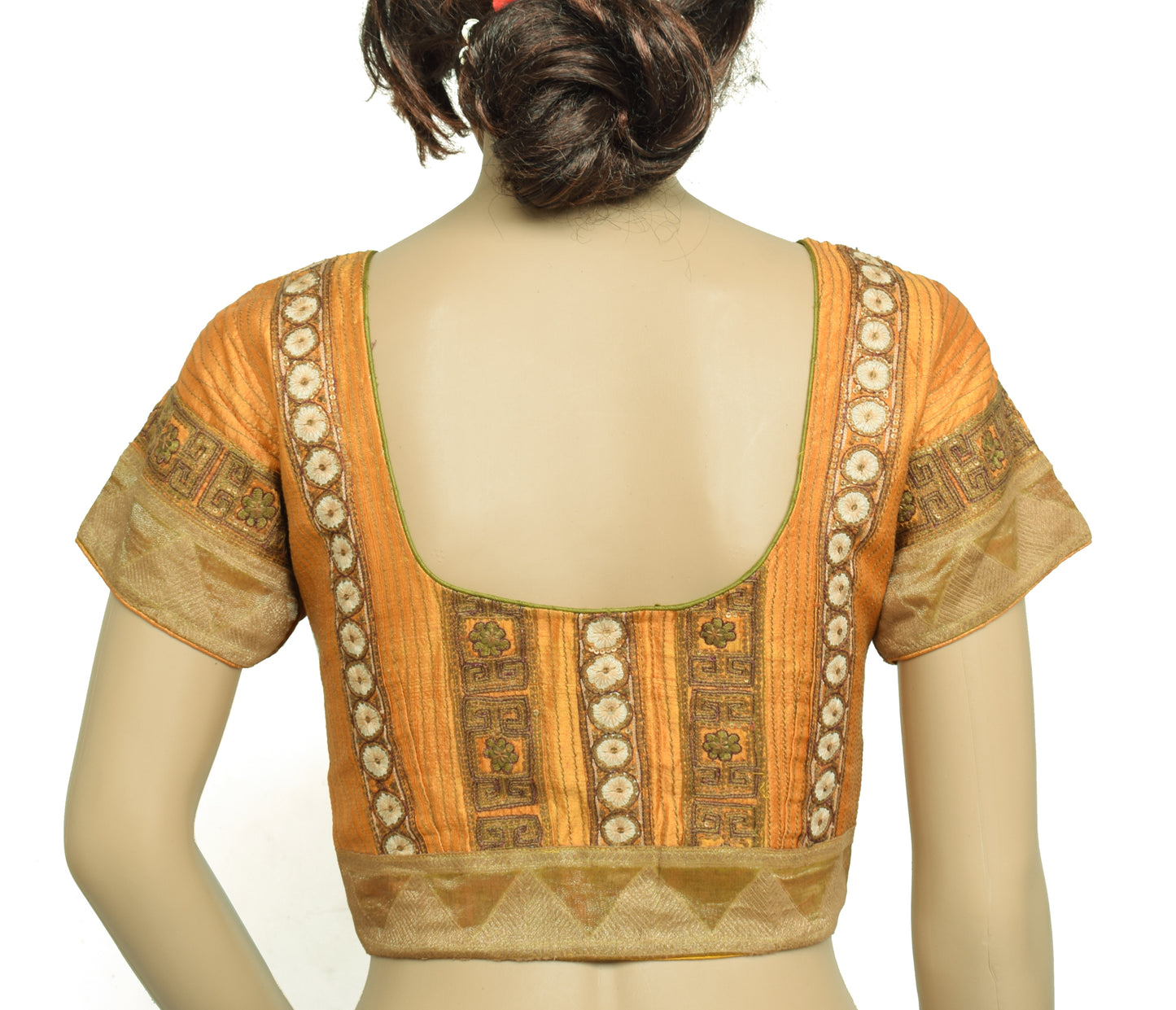 Sushila Vintage Readymade Stitched Blouse 34" Pure Silk Embroidered Designer Top