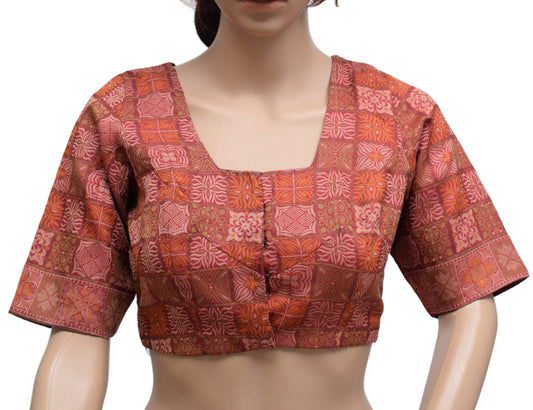 Sushila Vintage Readymade 34" Silk Sari Blouse Woven Floral Designer Choli