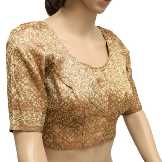Sushila Vintage Readymade 30" Banarasi Sari Blouse Satin Silk Woven Choli