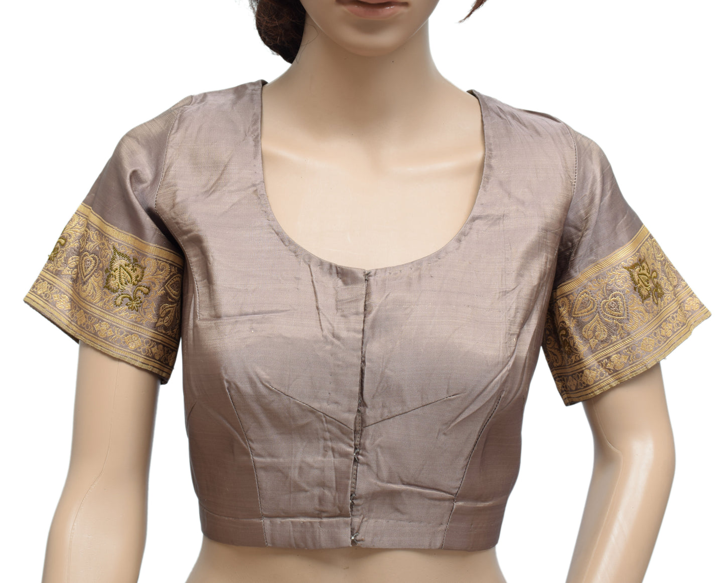 Sushila Vintage Readymade 38" Banarasi Sari Blouse Satin Silk Woven Choli