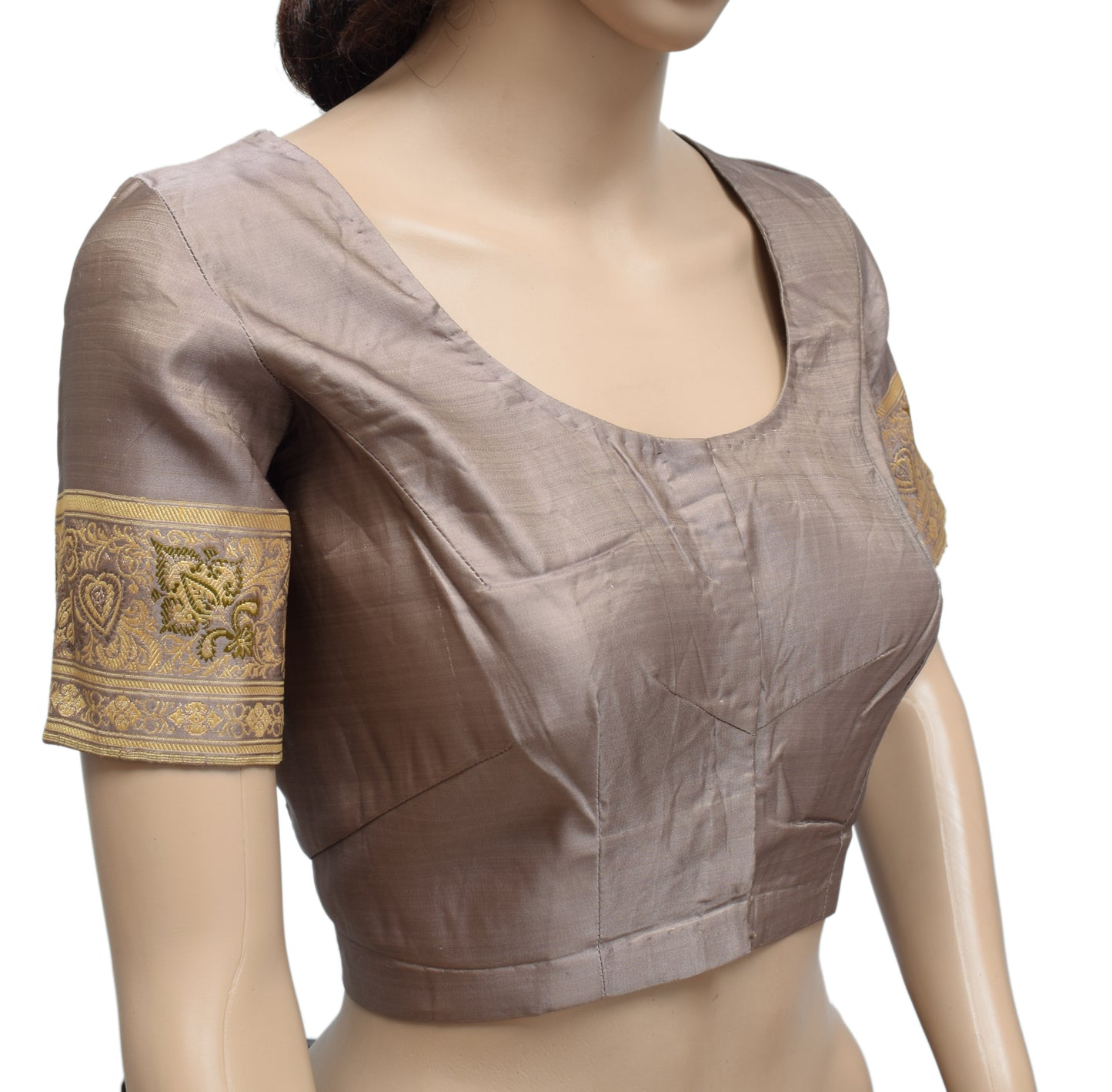 Sushila Vintage Readymade 38" Banarasi Sari Blouse Satin Silk Woven Choli