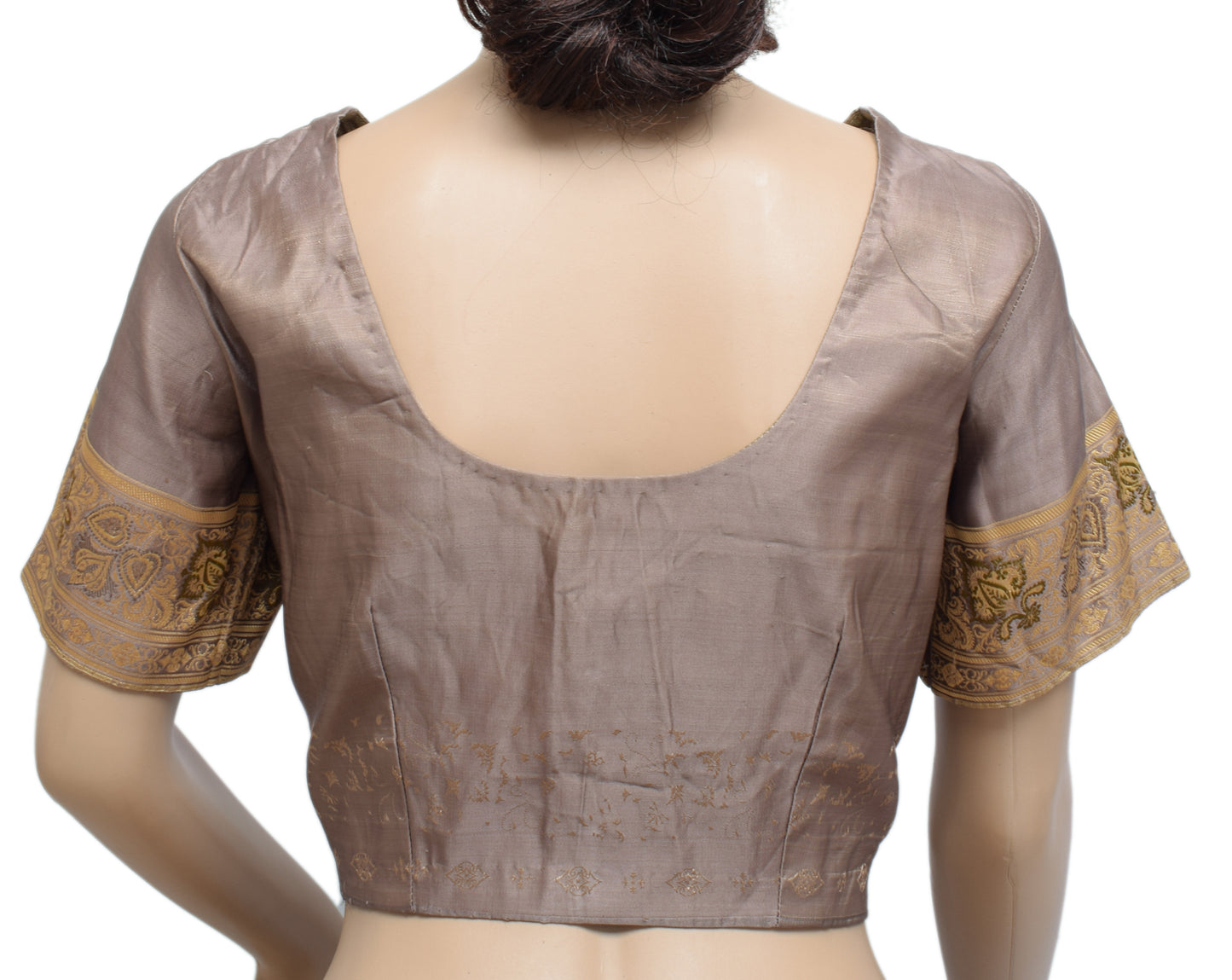 Sushila Vintage Readymade 38" Banarasi Sari Blouse Satin Silk Woven Choli