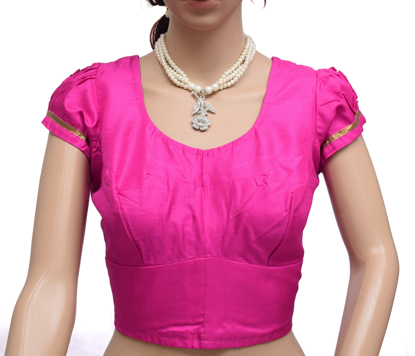 Sushila Vintage Fuchsia Readymade 38" Sari Blouse Pure Silk Designer Choli